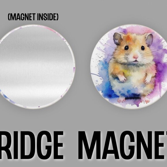 Watercolor Hamster Fridge Magnets Set Of 6 Metal Magnets For Home Office Kitchen - Picture 3 of 6